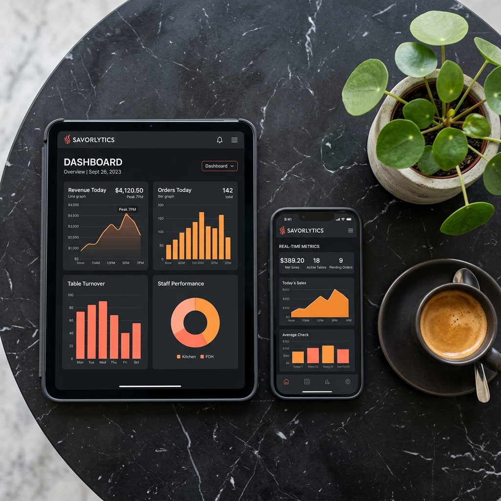 Dashboard analytics num tablet e smartphone